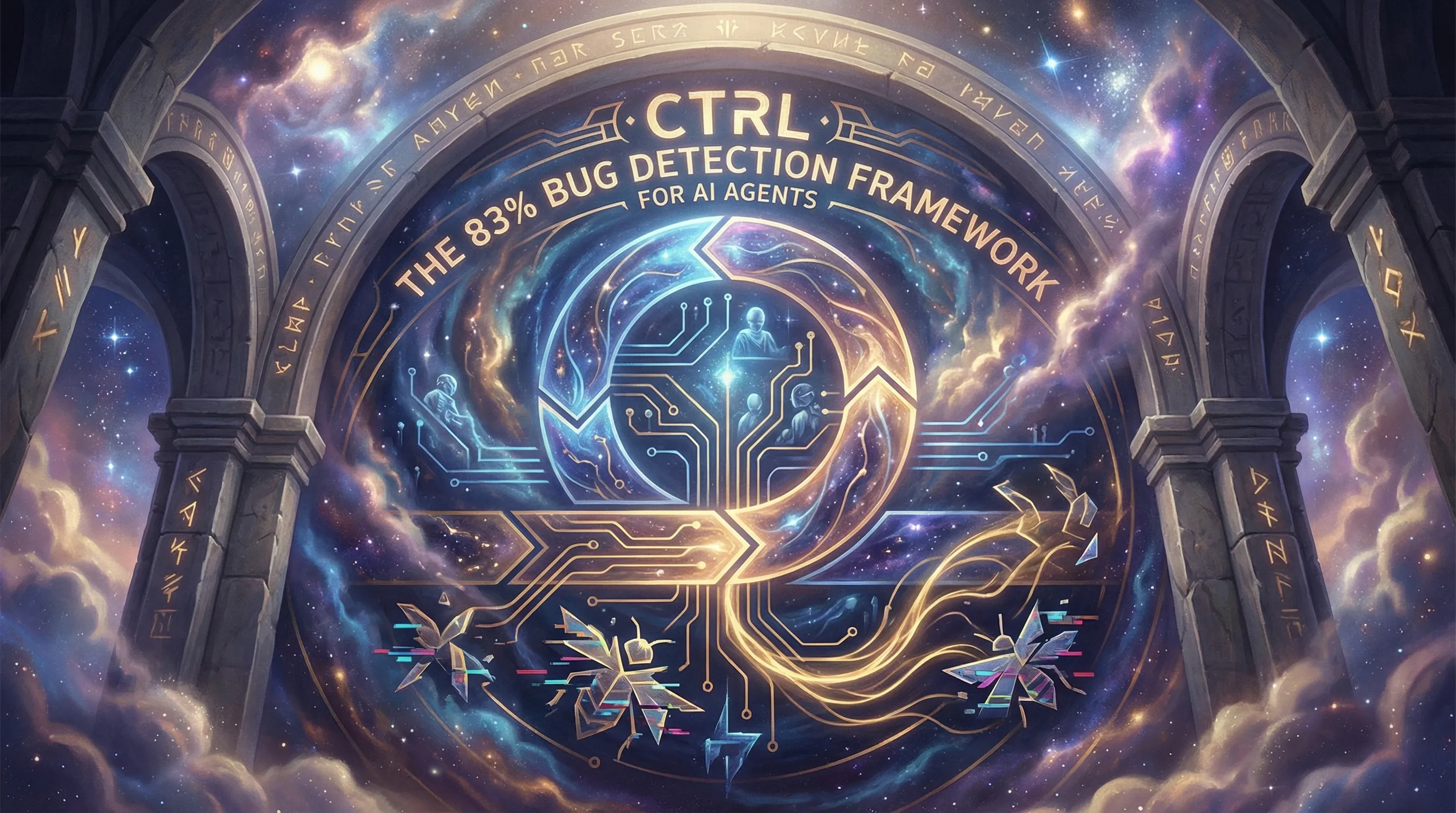 A complex Foundation Vault style cosmic diagram representing the CTRL testing layers.