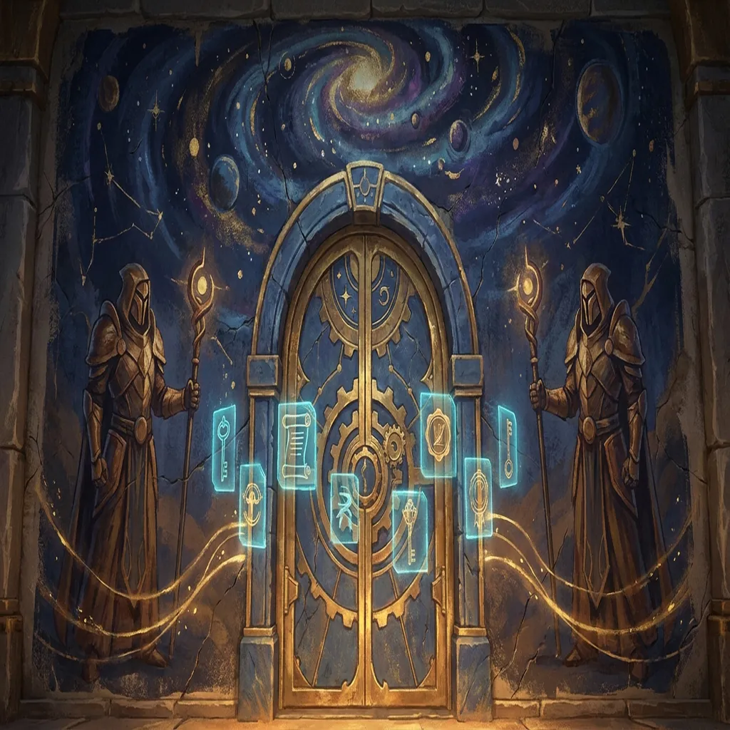 A deep blue and gold security vault where agent identities, tool permissions, approval records, and proof bundles are sealed before release
